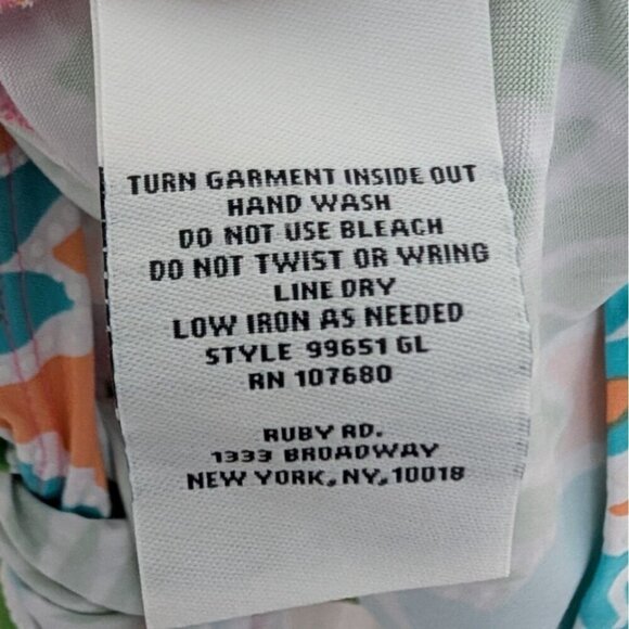 Ruby Rd Floral Shirt Womens Size 2X Green Colorful Tropical Stretch Waist Tie - Picture 6 of 10